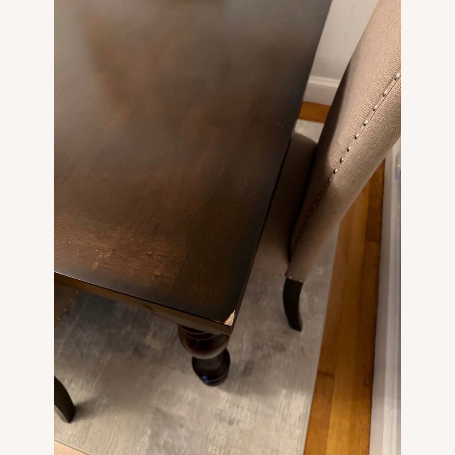 Dark Brown Wood Dining Set - image-4