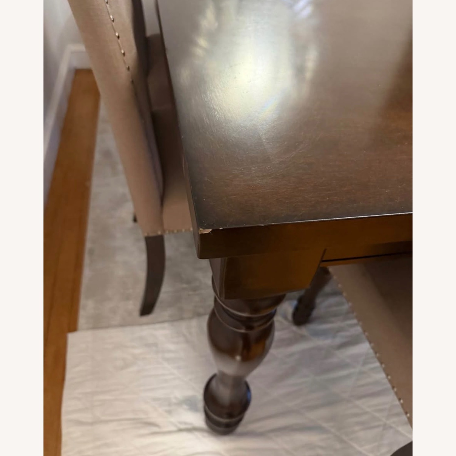 Dark Brown Wood Dining Set - image-3