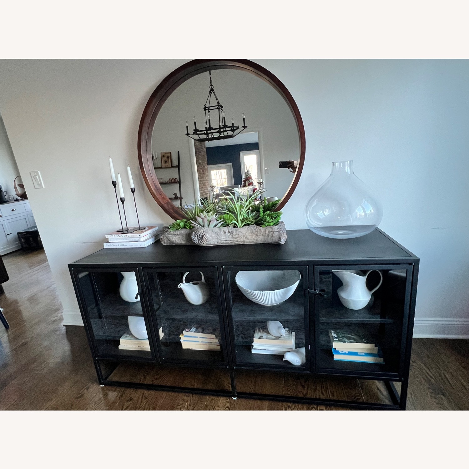 Crate & Barrel Black Glass Sideboard - image-2