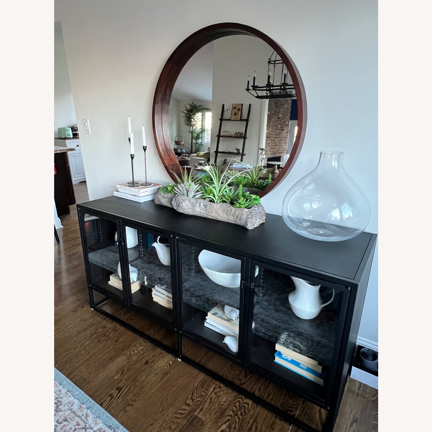 Crate & Barrel Black Glass Sideboard - image-1