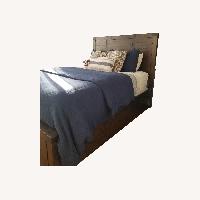 Raymour & Flanigan Dark Brown Wood Queen Bed