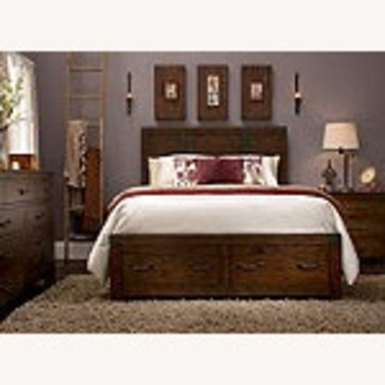 Raymour & Flanigan Dark Brown Wood Queen Bed - image-2