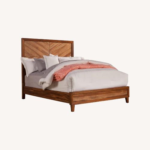 Used Dark Brown Wood Queen Bed for sale on AptDeco