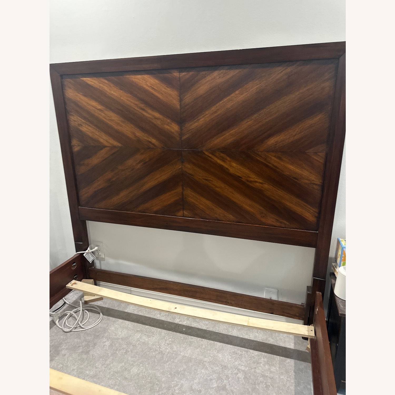 Dark Brown Wood Queen Bed - image-5
