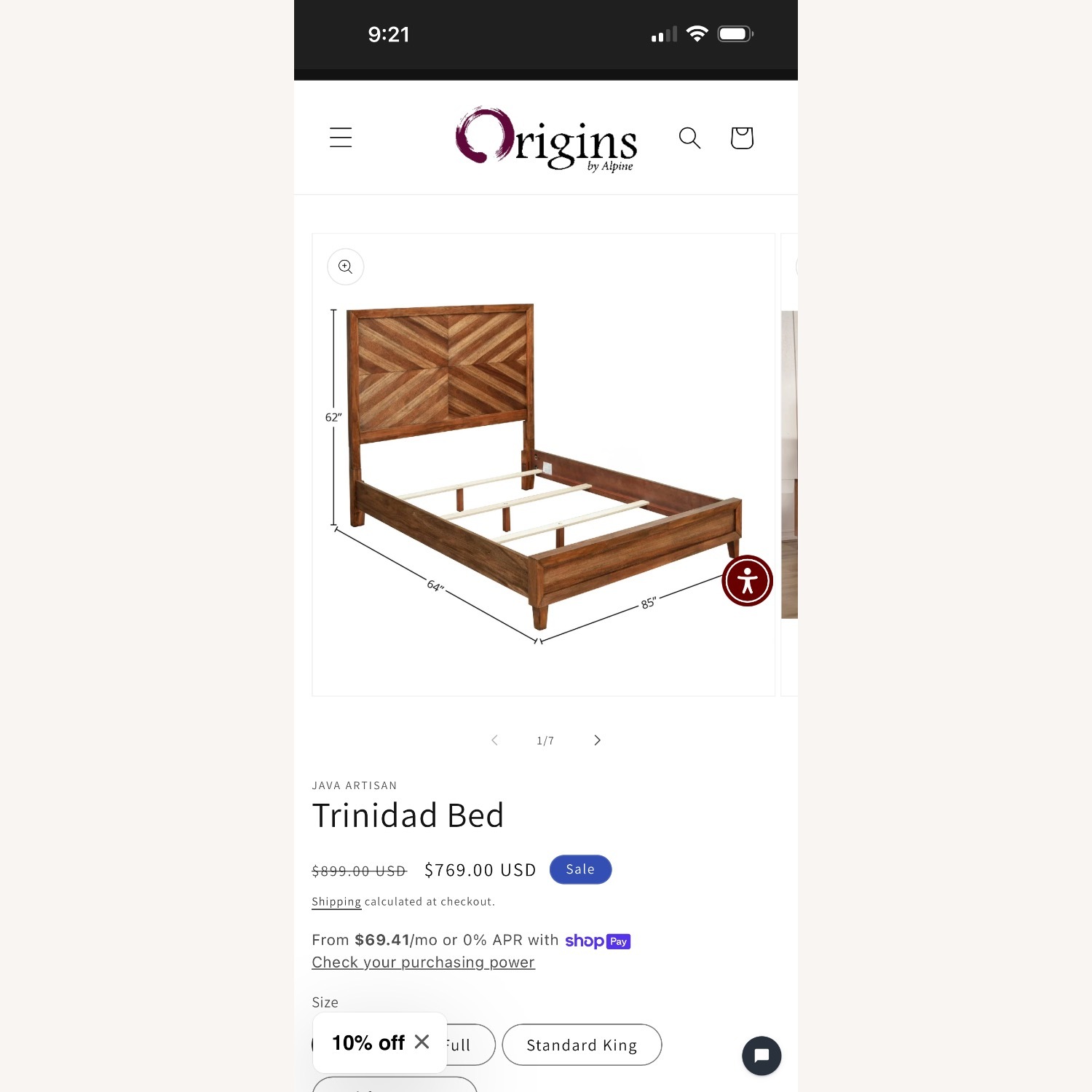 Dark Brown Wood Queen Bed - image-2
