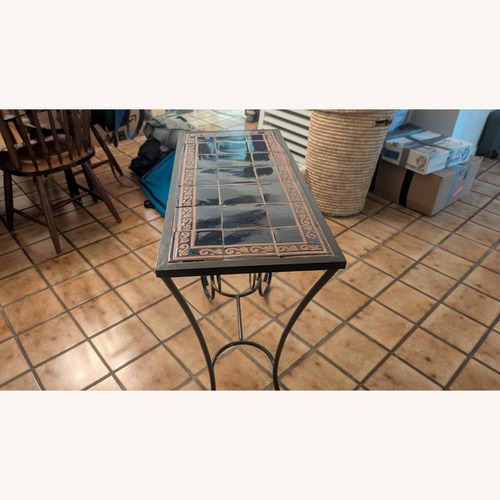 Used Vintage/Antique Finds Blue Iron Side Table for sale on AptDeco