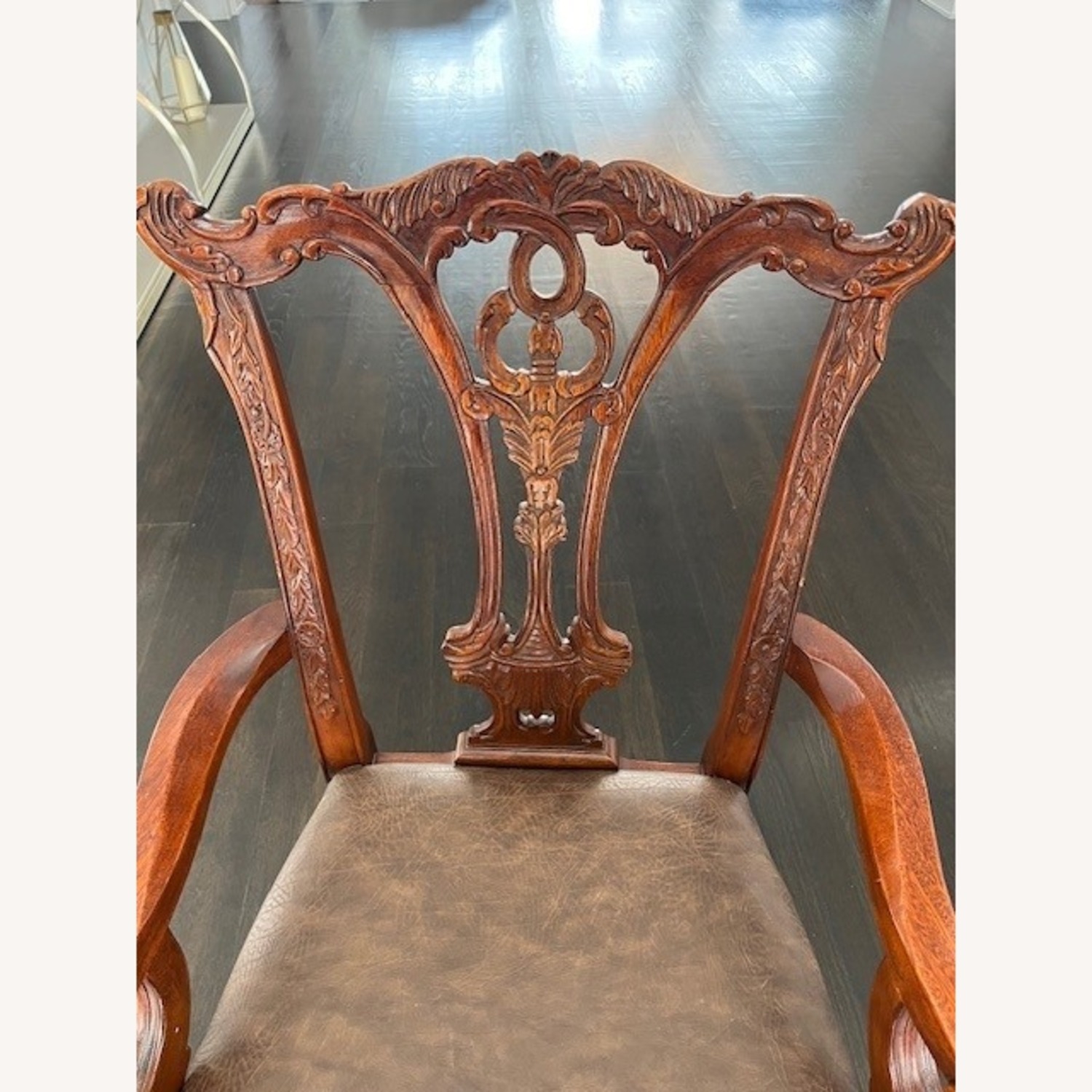 Vintage Dark Brown Carved Wood Dining Sets for 12 - image-4