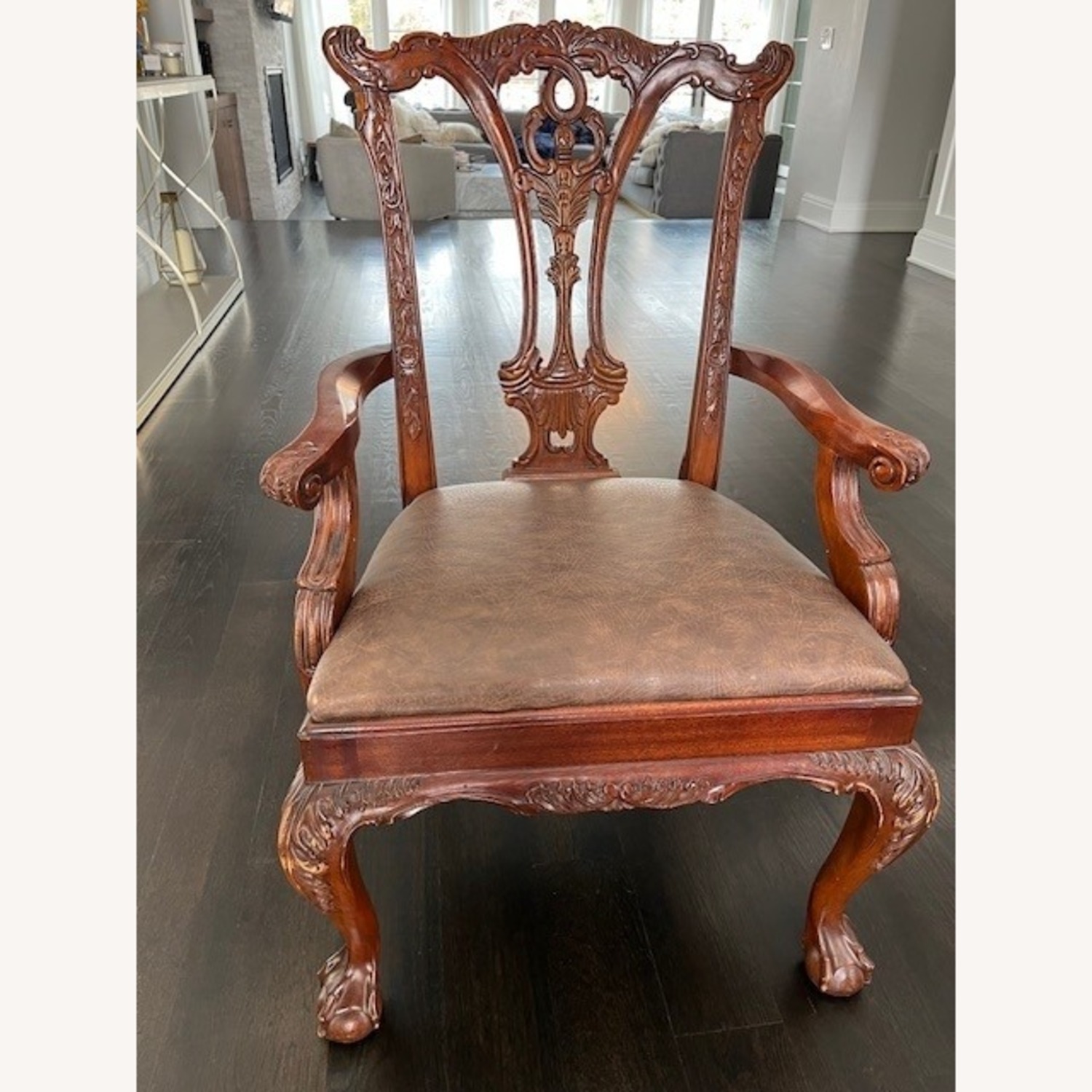 Vintage Dark Brown Carved Wood Dining Sets for 12 - image-5