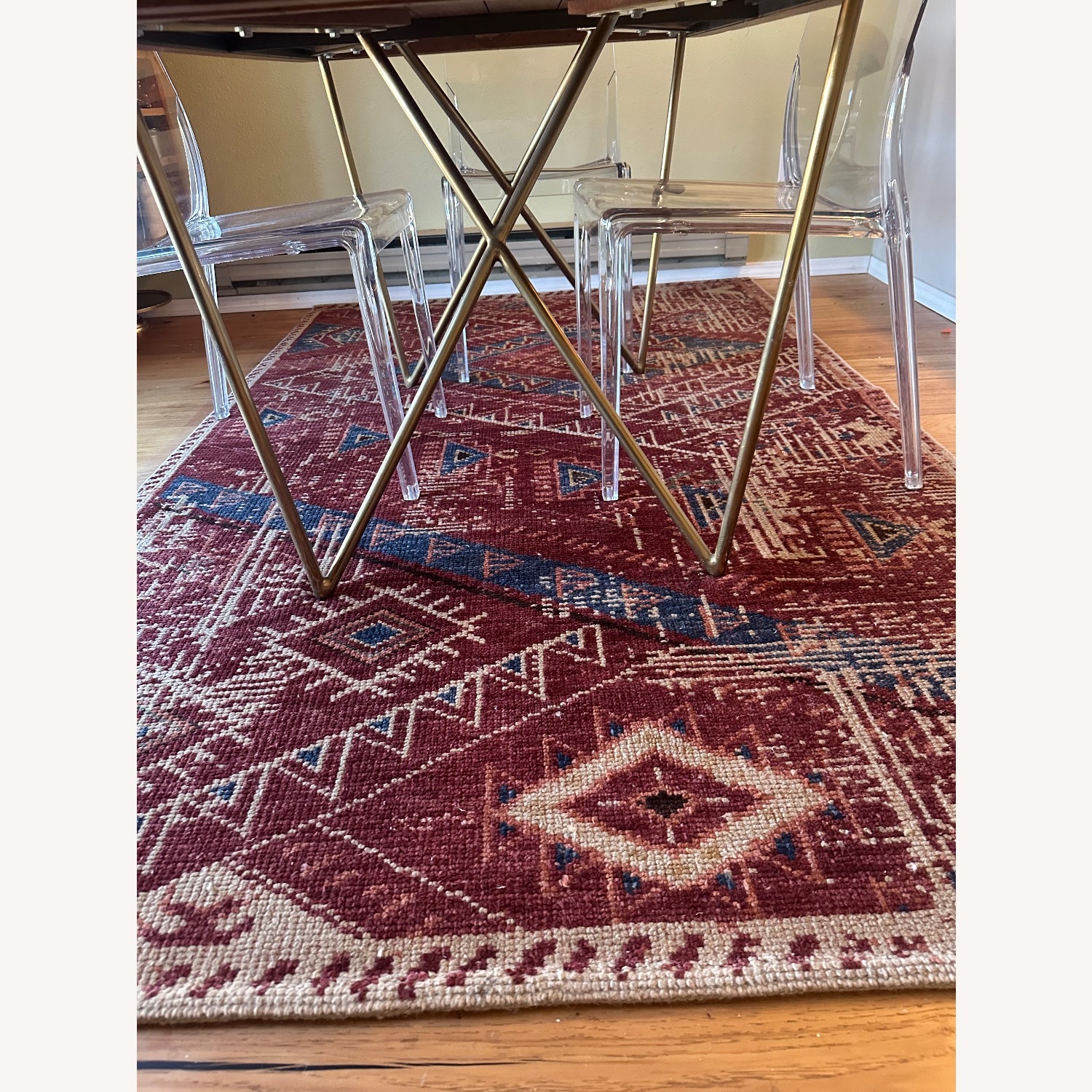 West Elm Hand Knotted Triangle Motif Wool Area Rug 5' x 8' - image-3