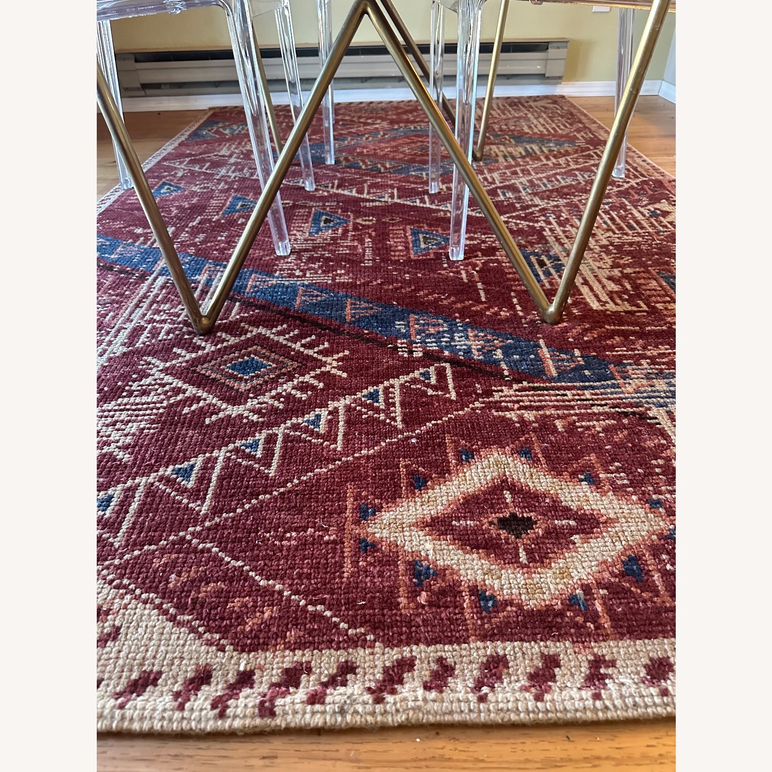 West Elm Hand Knotted Triangle Motif Wool Area Rug 5' x 8' - image-2