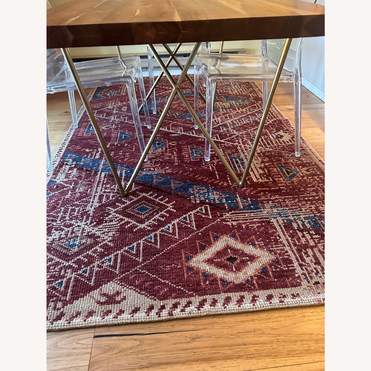 West Elm Hand Knotted Triangle Motif Wool Area Rug 5' x 8' - image-4