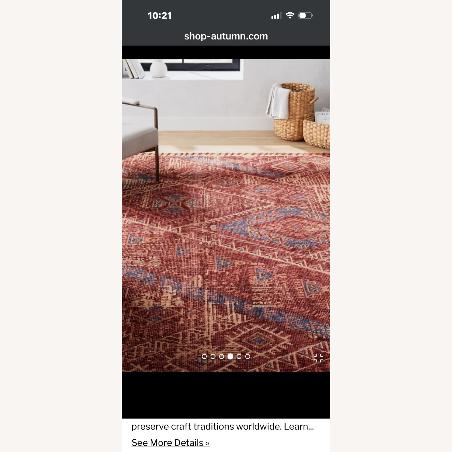 West Elm Hand Knotted Triangle Motif Wool Area Rug 5' x 8' - image-5