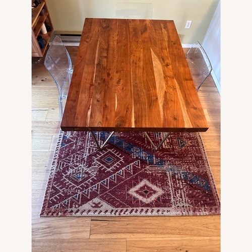 Used West Elm Hand Knotted Triangle Motif Wool Area Rug 5' x 8' for sale on AptDeco