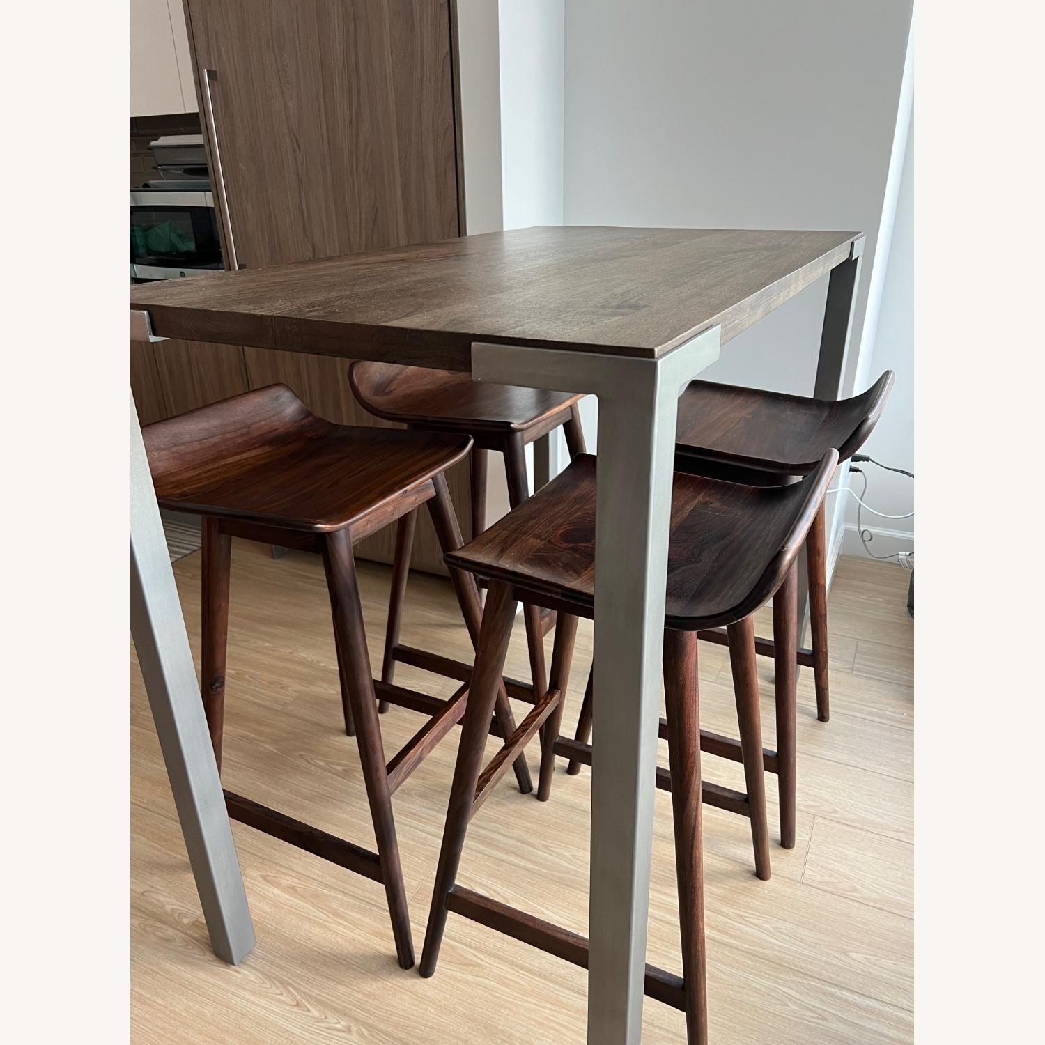 CB2 Stilt High Top Dark Brown Dining Pub Table - image-6