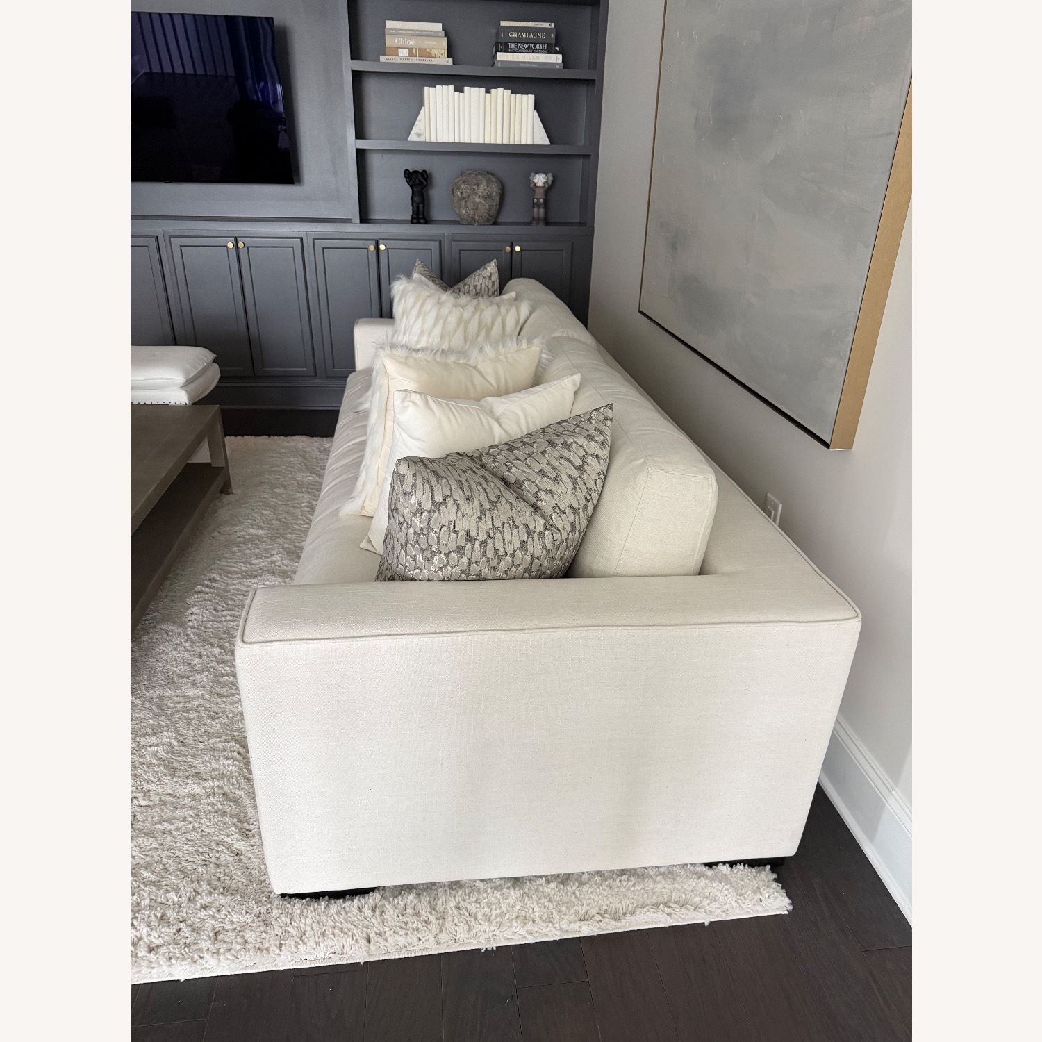 White Fabric Loveseat - image-3