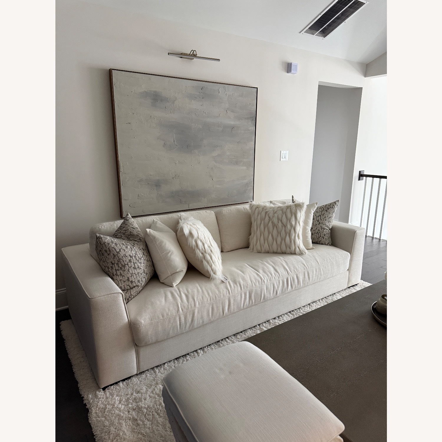 White Fabric Loveseat - image-2