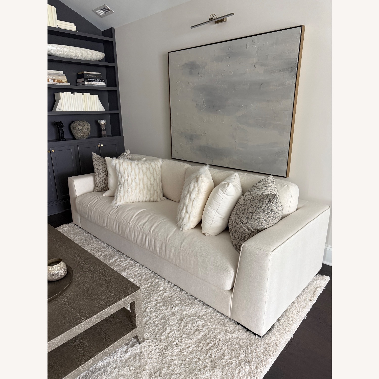 White Fabric Loveseat - image-1