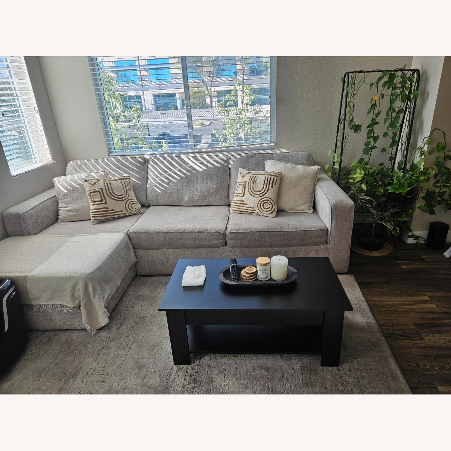 Living Spaces Light Gray Fabric 2 Piece Sectional - image-4