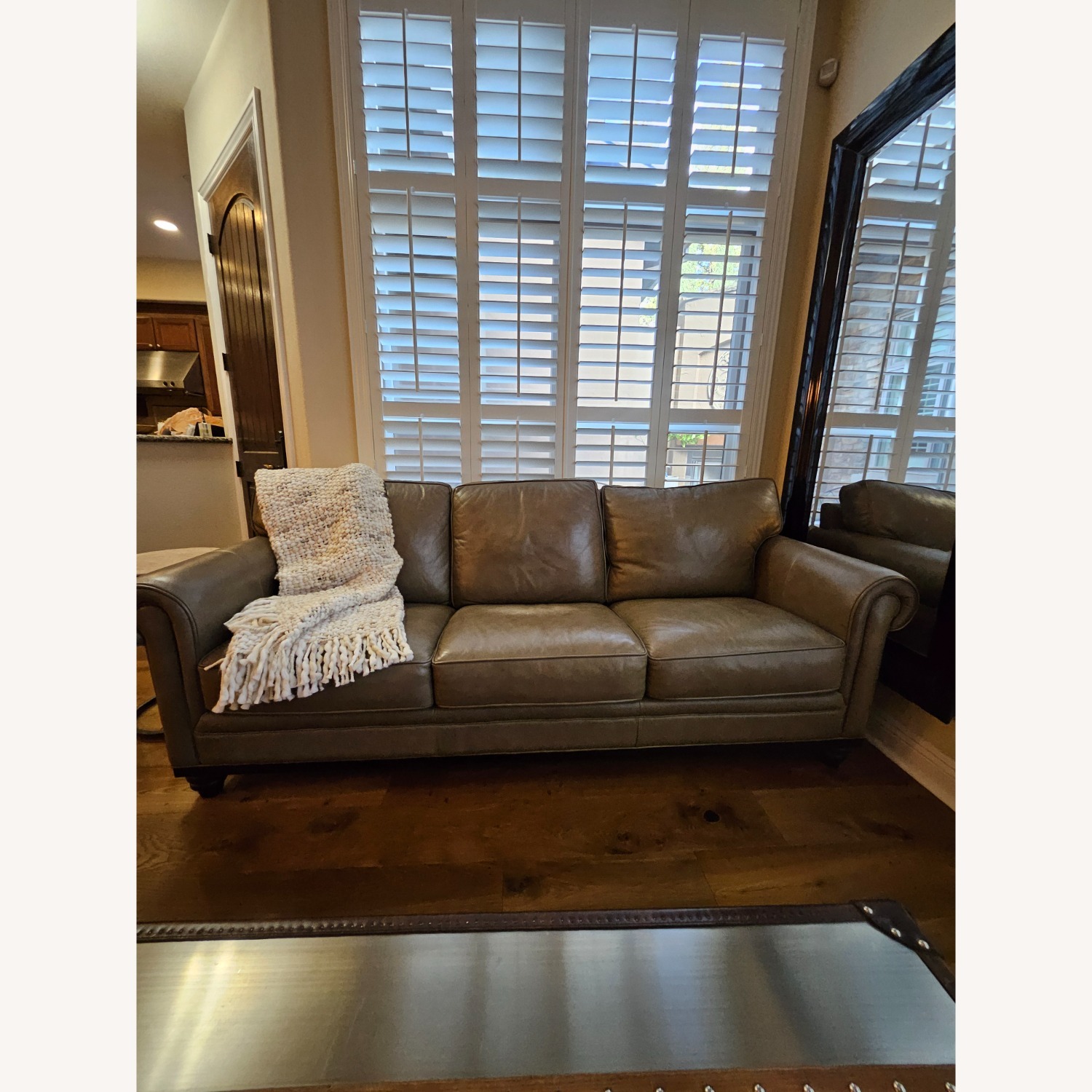 Macy's Bradyn 89" Leather Sofa - image-6