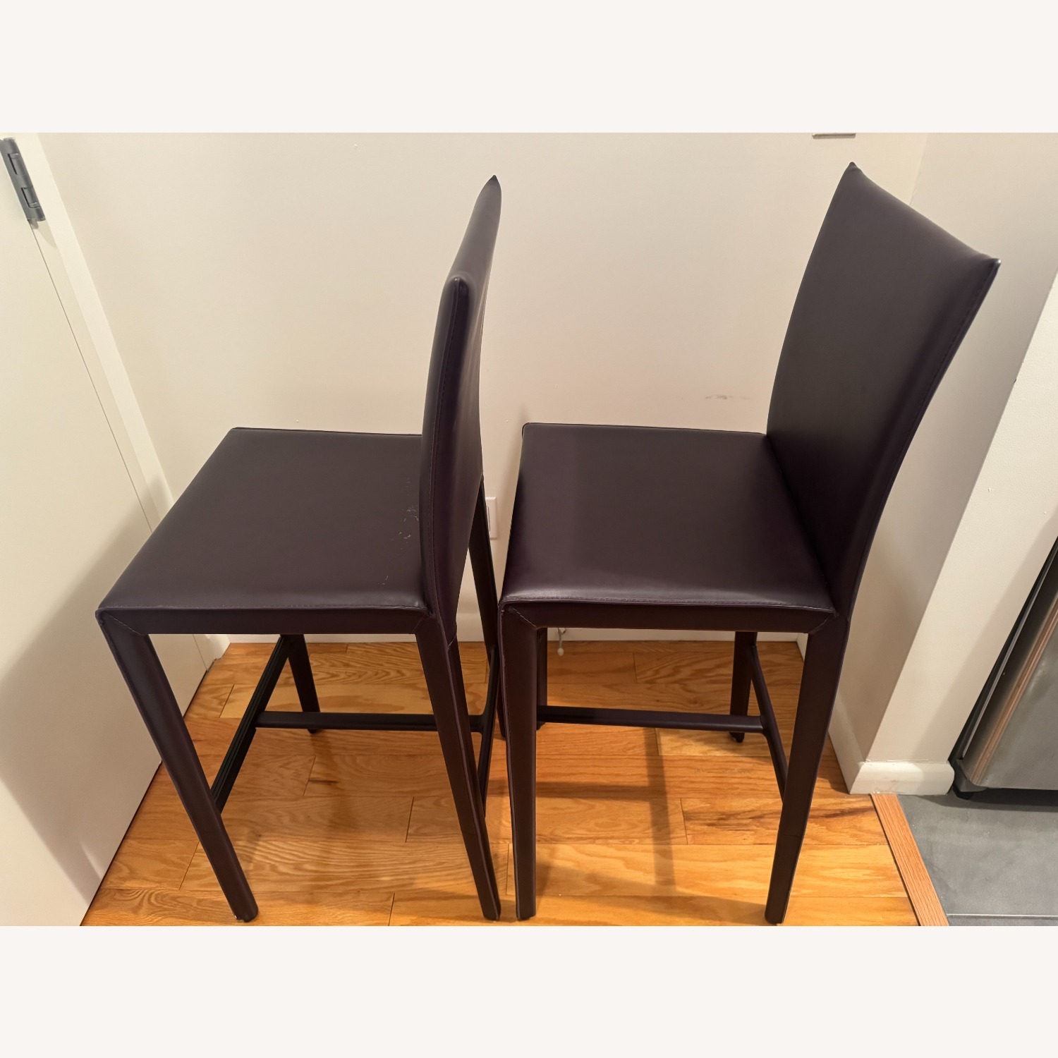 Dark Brown Upholstered Barstools - image-4