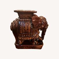 Vintage Dark Brown Ceramic Elephant Plant Stands