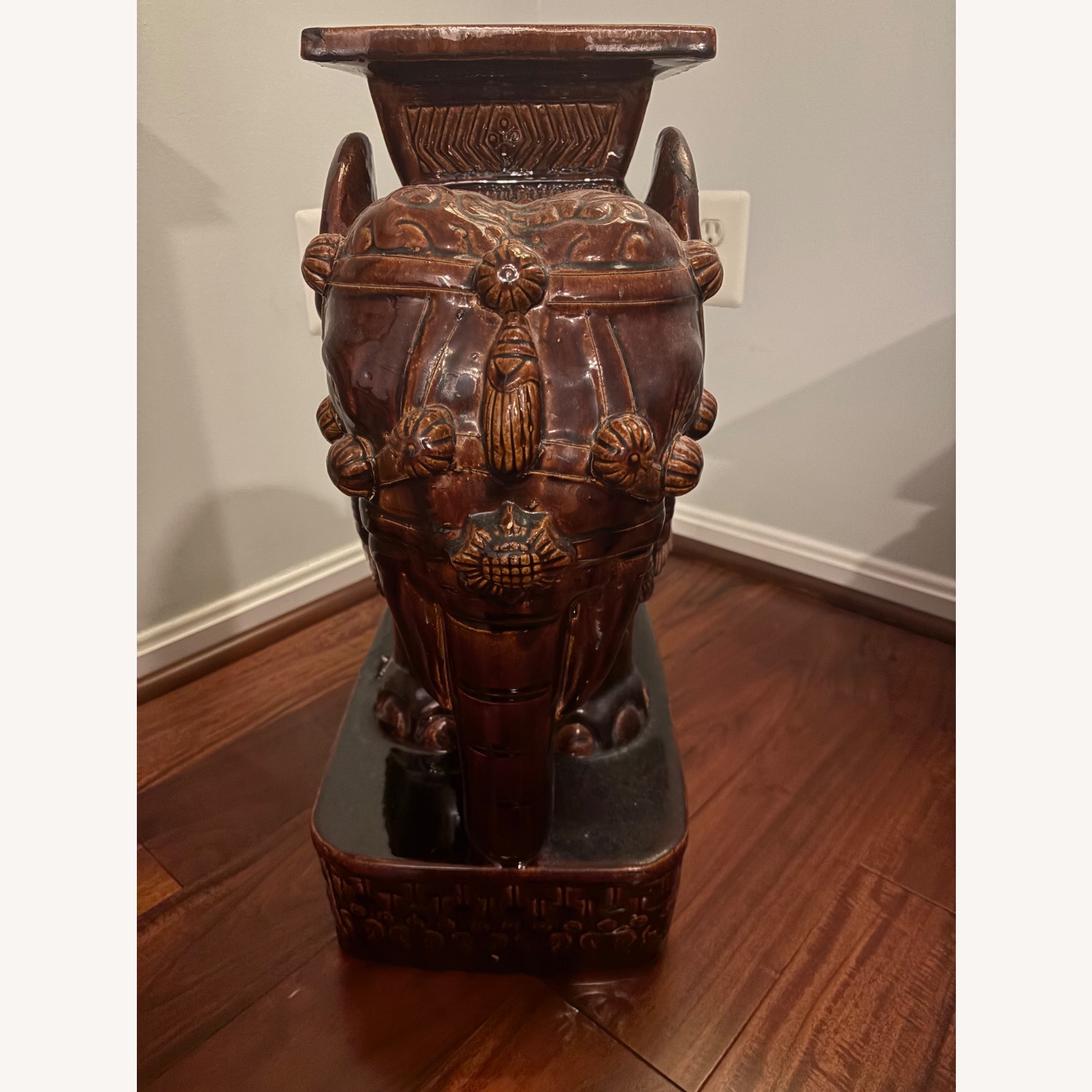 Vintage Dark Brown Ceramic Elephant Plant Stands - image-4