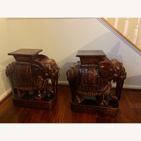 Vintage Dark Brown Ceramic Elephant Plant Stands