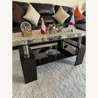 Rectangle Glass Top Voffee Table with Storage 