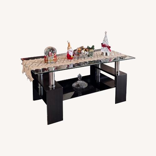 Used Rectangle Glass Top Voffee Table with Storage for sale on AptDeco