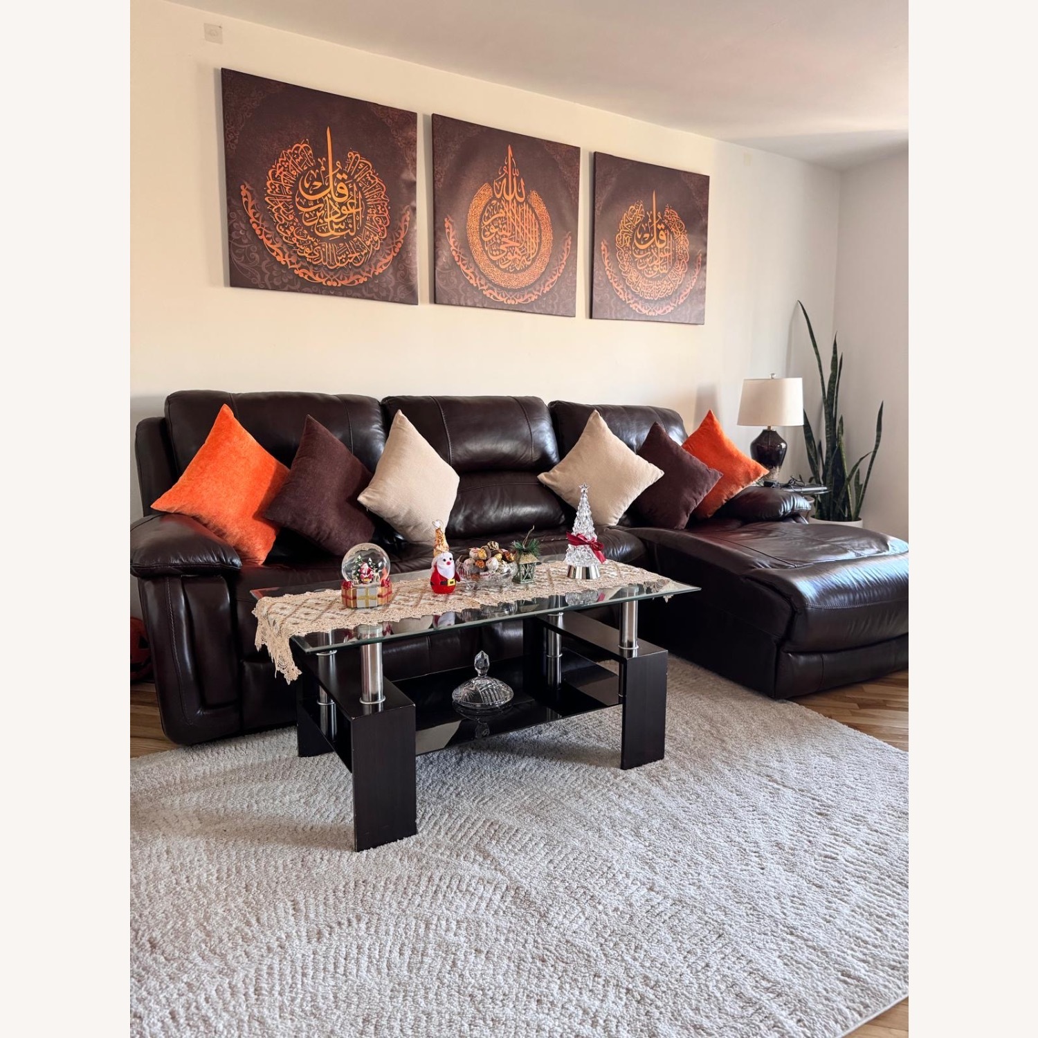 Rectangle Glass Top Voffee Table with Storage  - image-1