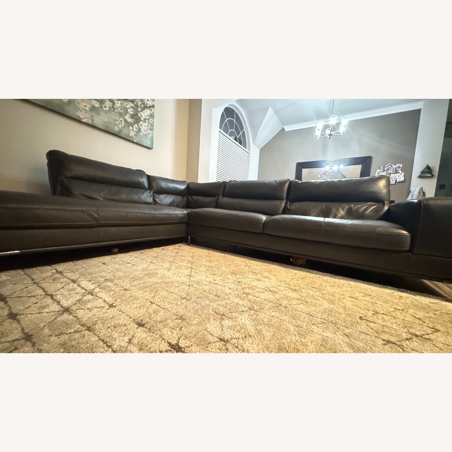 Living Spaces Dark Gray Leather 2 Piece Sectional - image-2