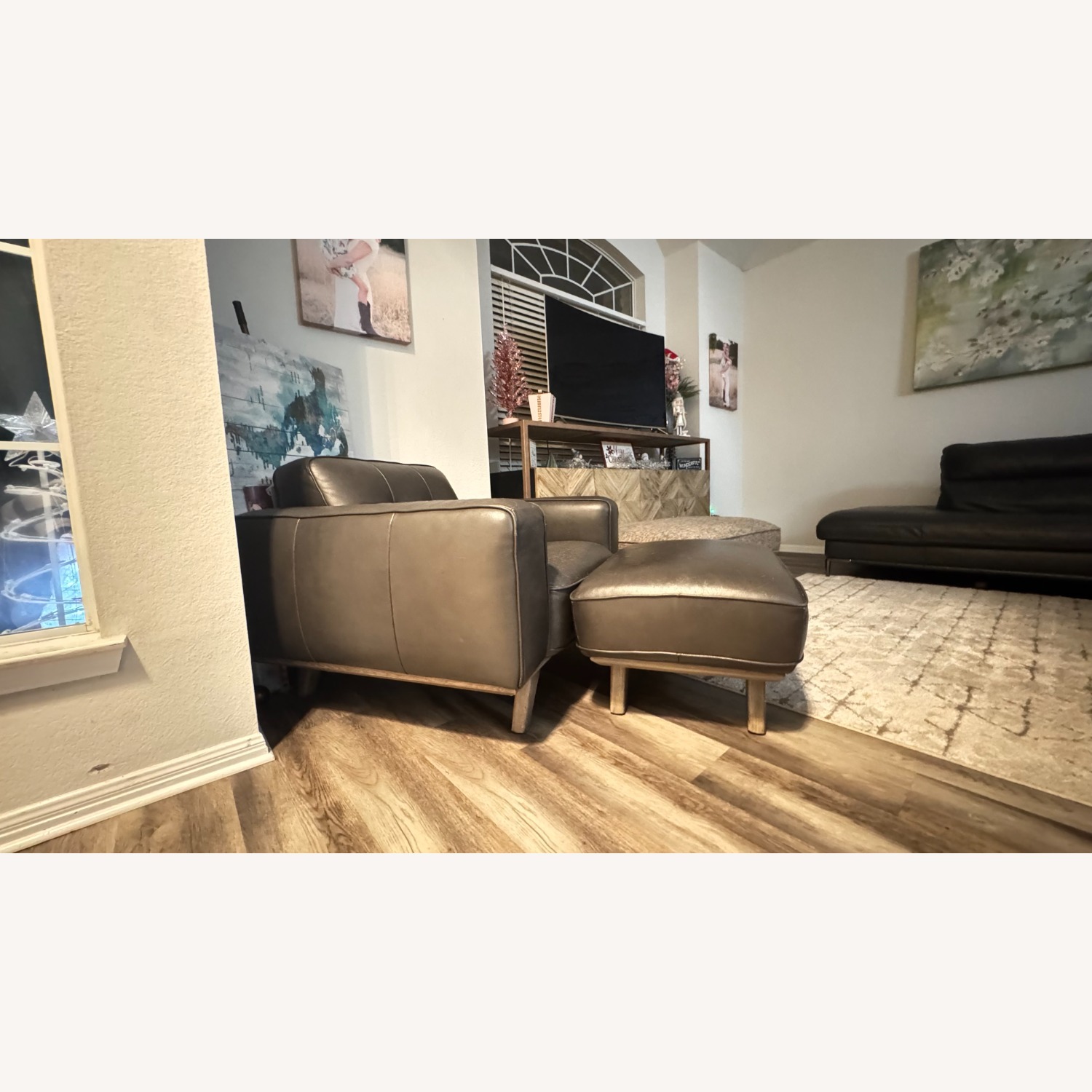 Living Spaces Dark Gray Leather 2 Piece Sectional - image-4