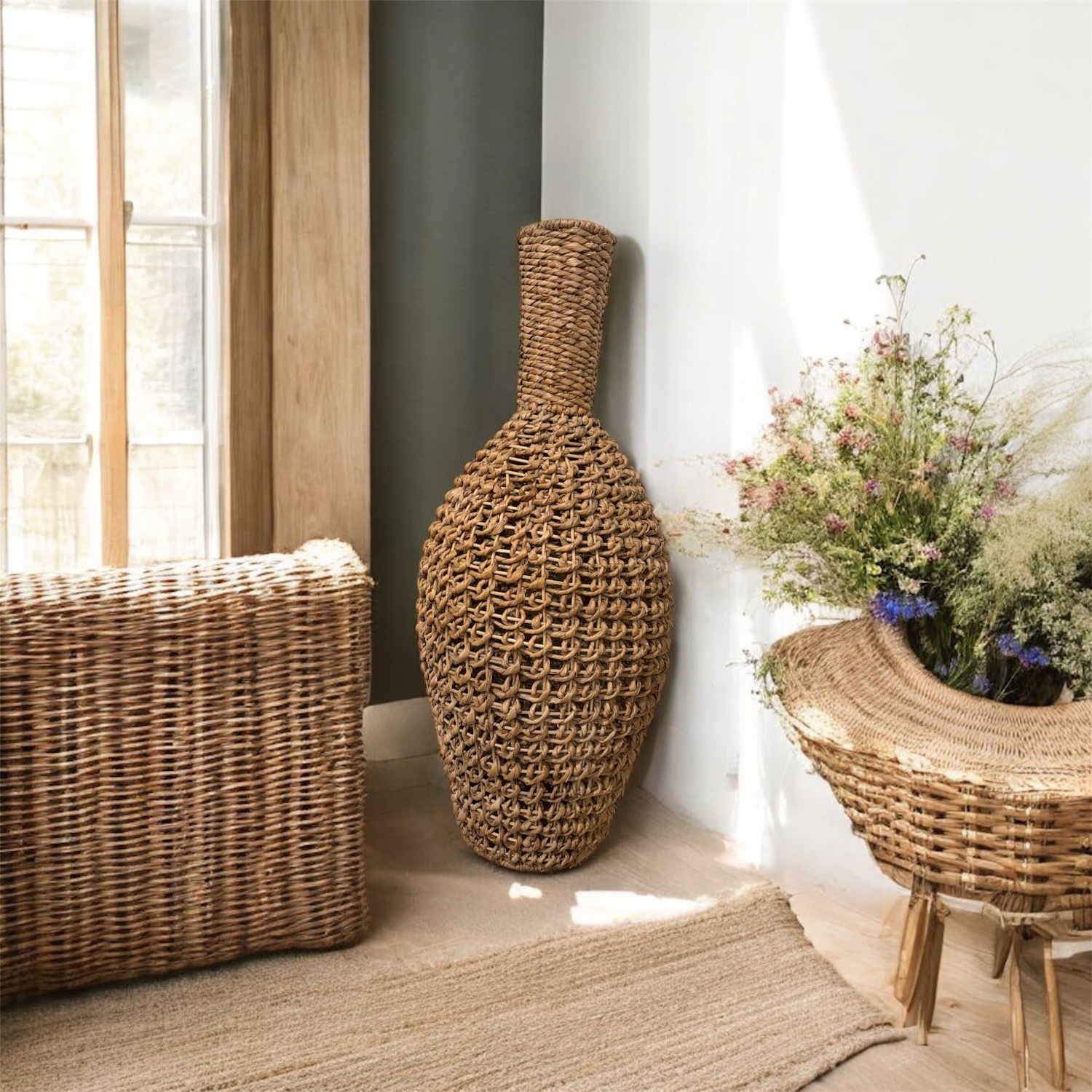 Antique Wicker Vase Handwoven - image-2