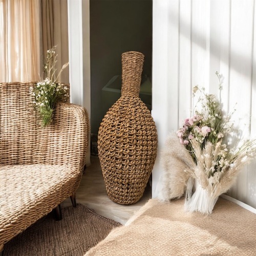 Used Antique Wicker Vase Handwoven for sale on AptDeco