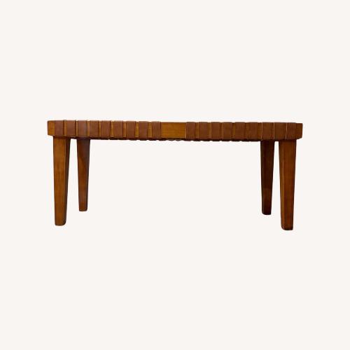 Used Vintage/Antique Light Brown Leather Bench for sale on AptDeco