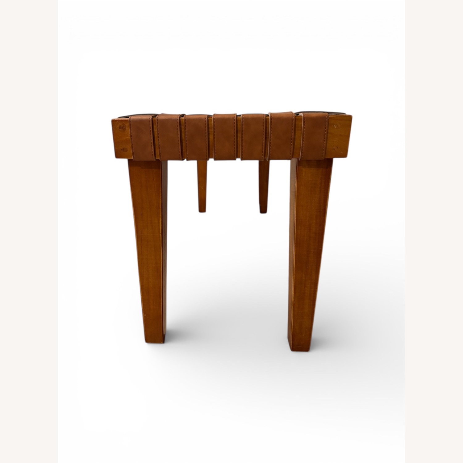 Vintage/Antique Light Brown Leather Bench - image-2