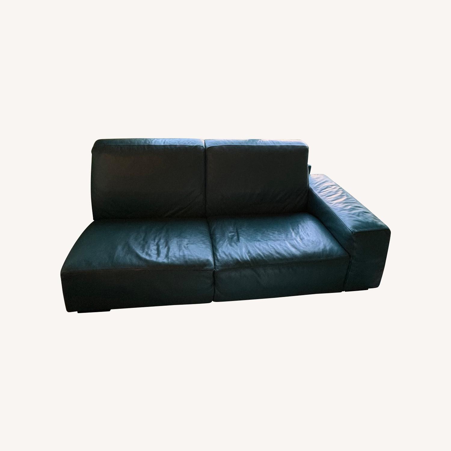Green Leather 2 Seater Sofa - image-0