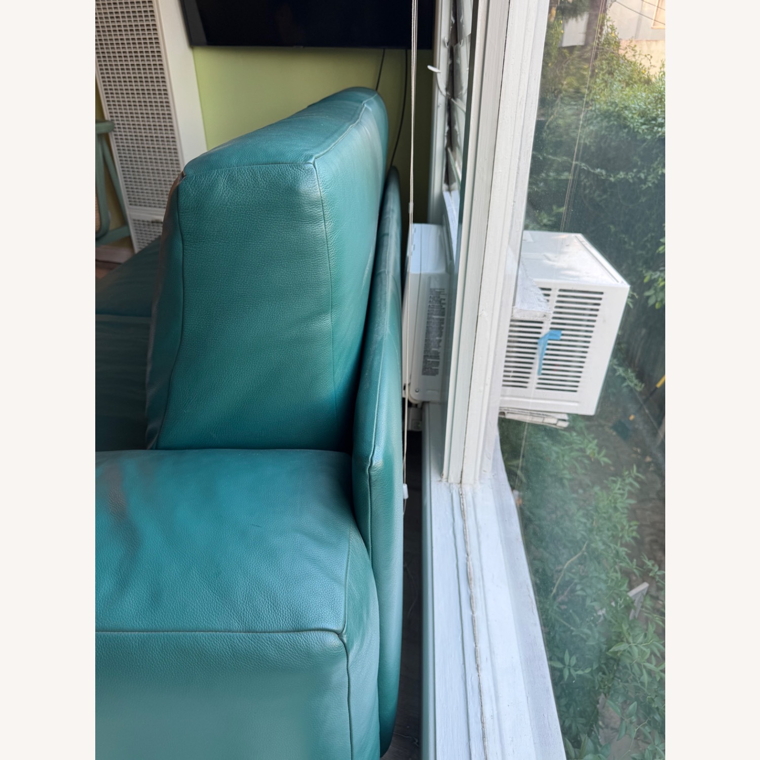 Green Leather 2 Seater Sofa - image-2