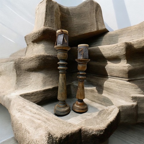 Used 2-Piece Wooden Candle Set for sale on AptDeco