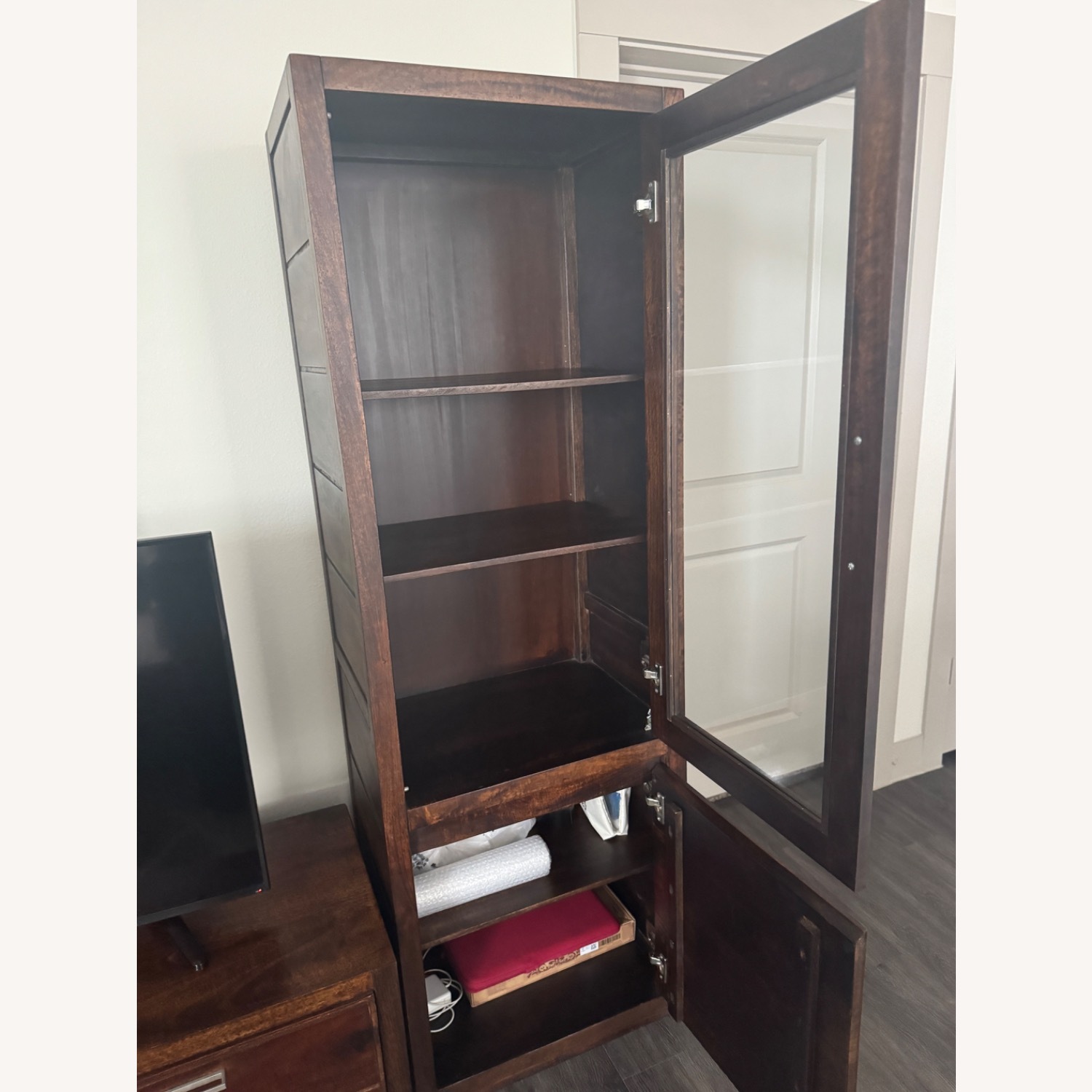 Ashley Furniture Dark Brown Fabric Media Storage - image-8