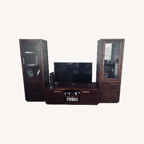 Used Ashley Furniture Dark Brown Fabric Media Storage for sale on AptDeco