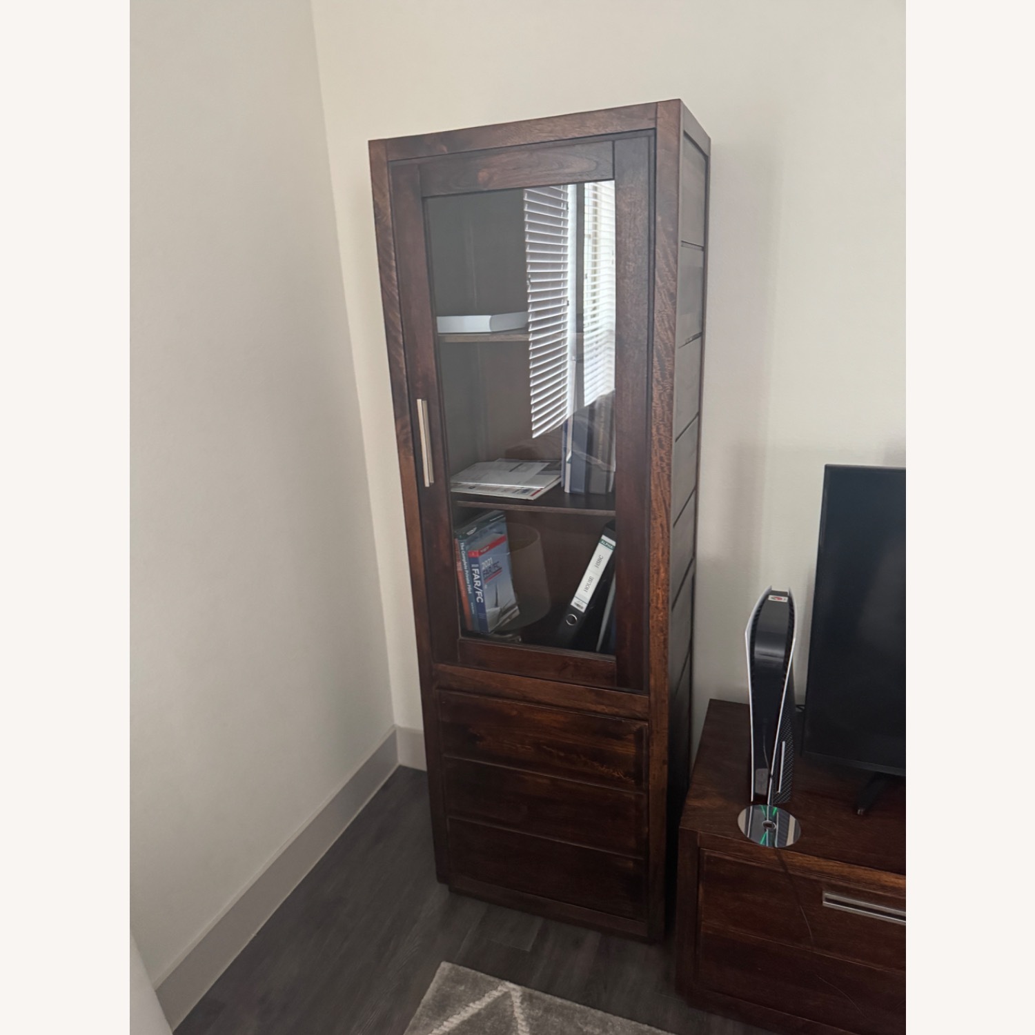 Ashley Furniture Dark Brown Fabric Media Storage - image-9