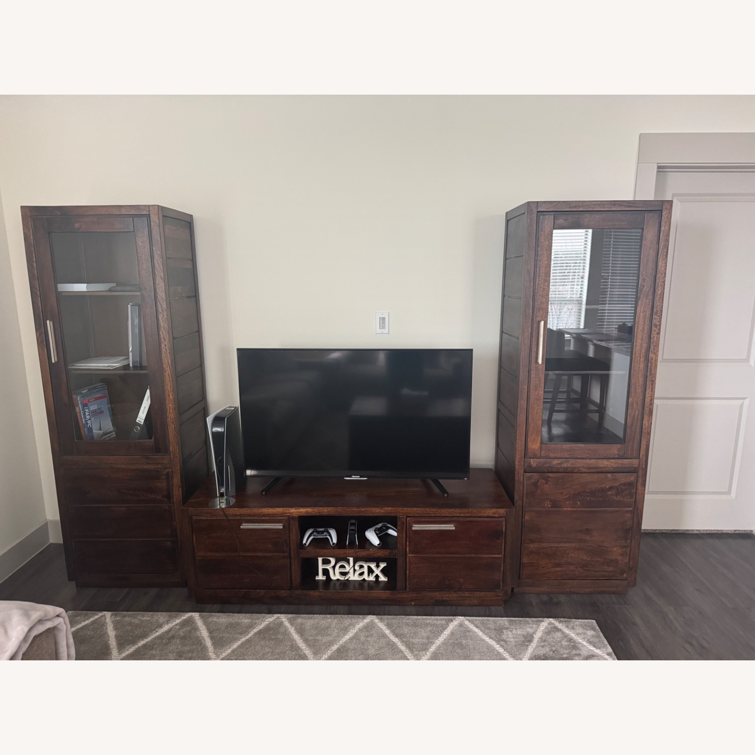 Ashley Furniture Dark Brown Fabric Media Storage - image-5