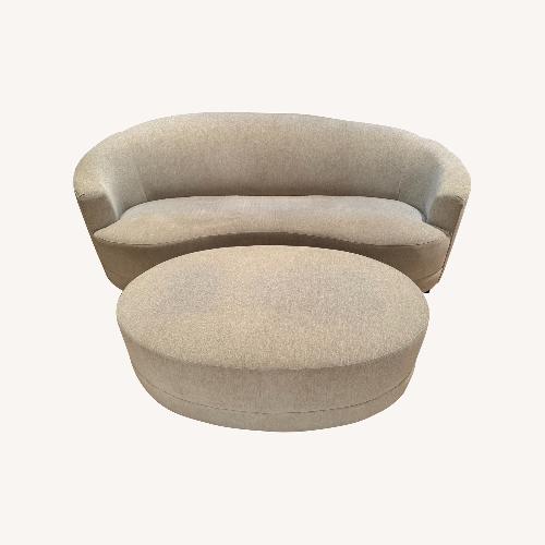 Used Crate & Barrel Oatmeal Chenille Sofa & Ottoman for sale on AptDeco