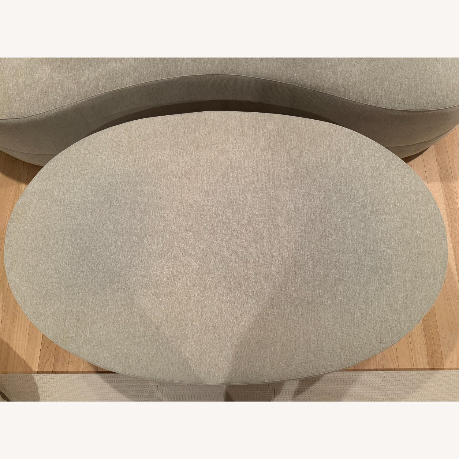 Crate & Barrel Oatmeal Chenille Sofa & Ottoman - image-2