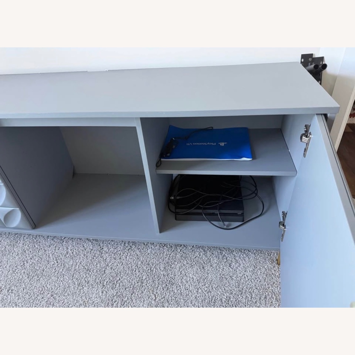 Wayfair Light Gray Wood Media Storage - image-3