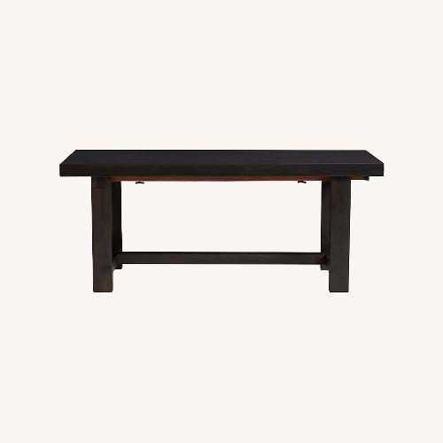 Used Pottery Barn Black Wood Dining Set + 6 Chairs for sale on AptDeco