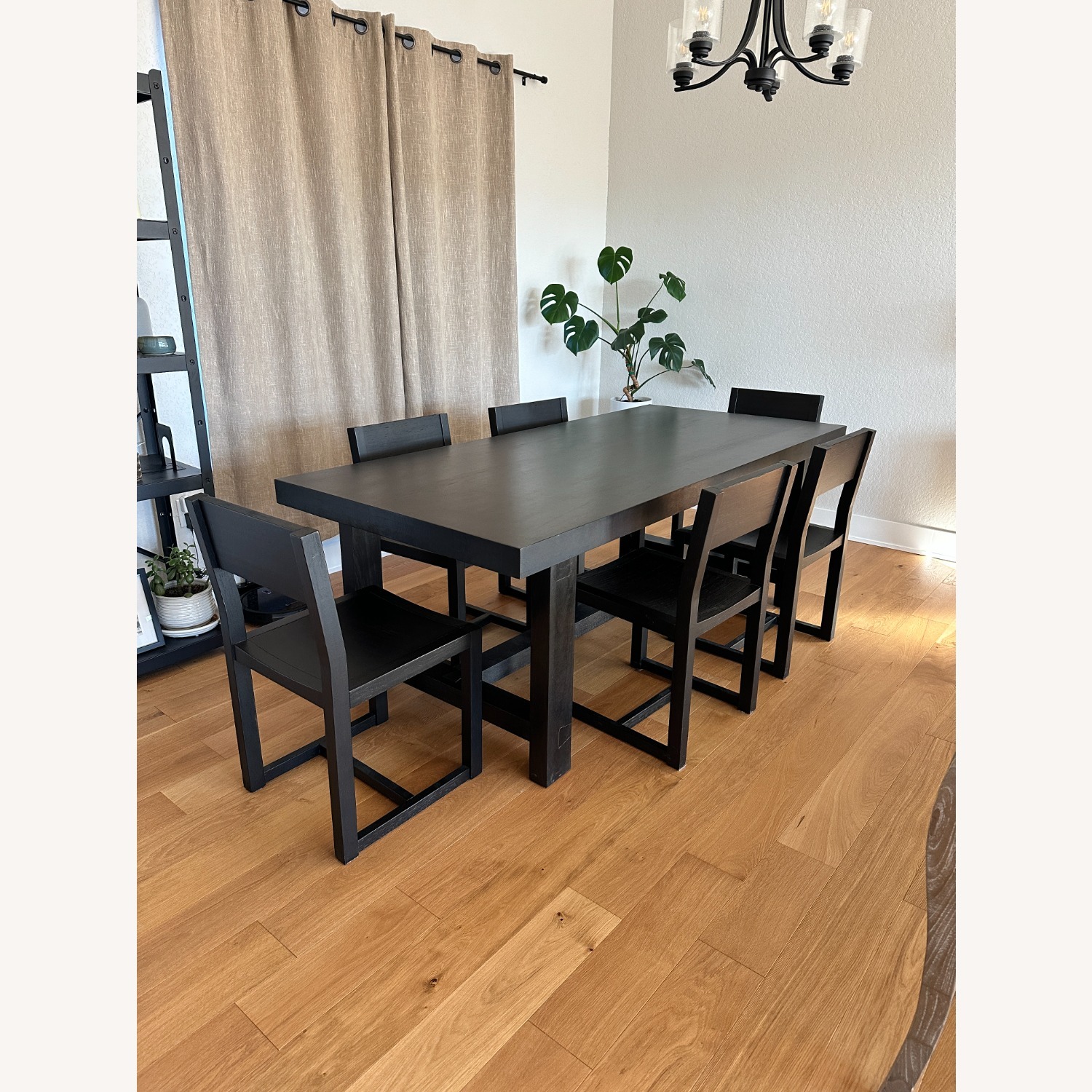 Pottery Barn Black Wood Dining Set + 6 Chairs - image-2