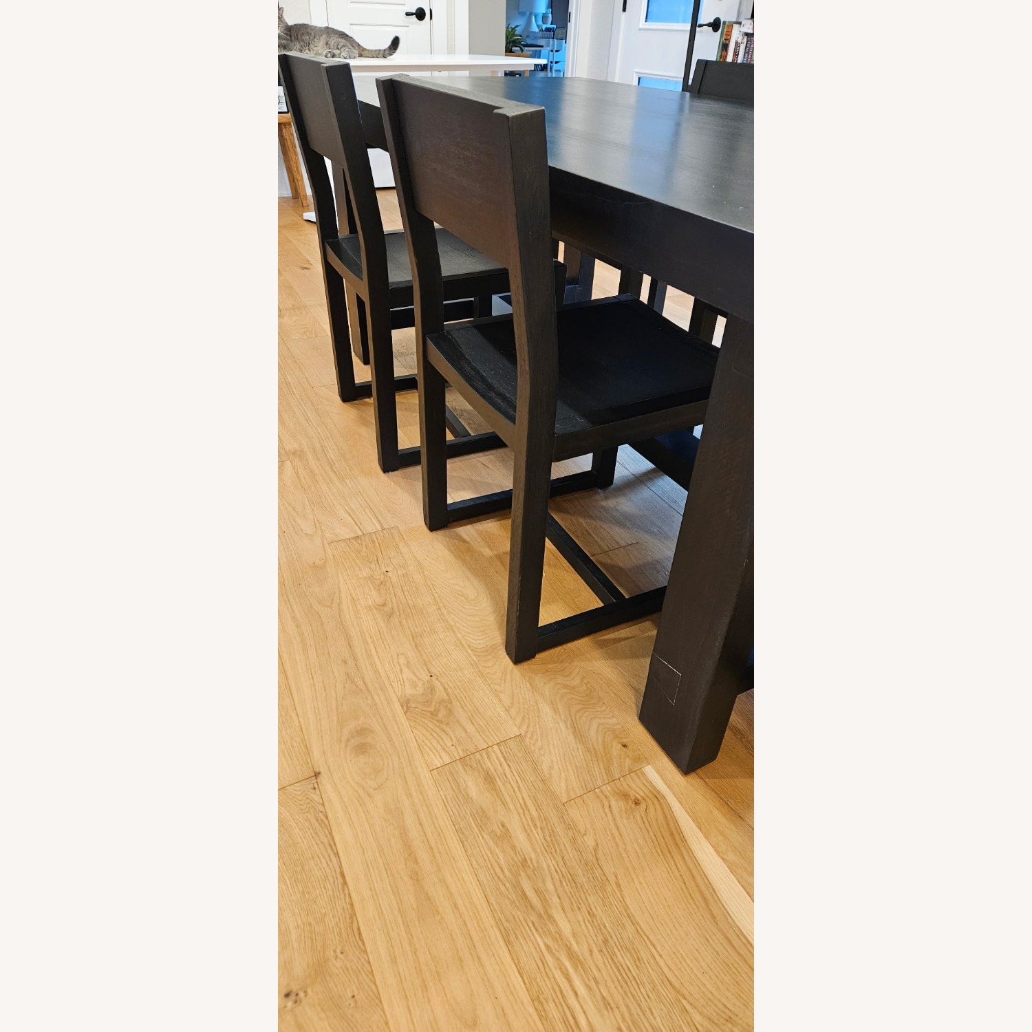 Pottery Barn Black Wood Dining Set + 6 Chairs - image-5