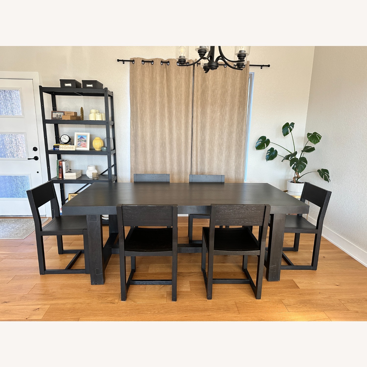 Pottery Barn Black Wood Dining Set + 6 Chairs - image-3